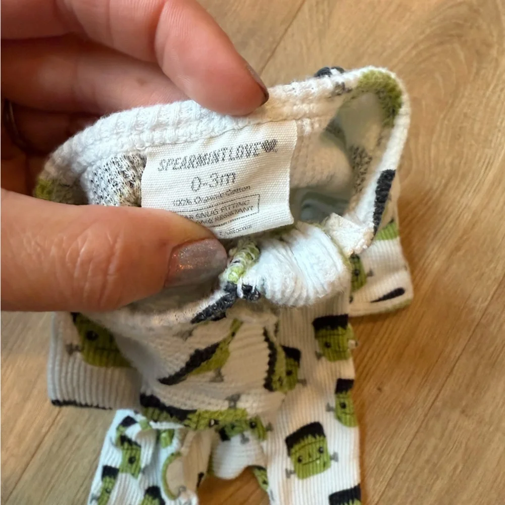 Spearmint Love Organic Waffle Ruffle Zip Footie Halloween Monster